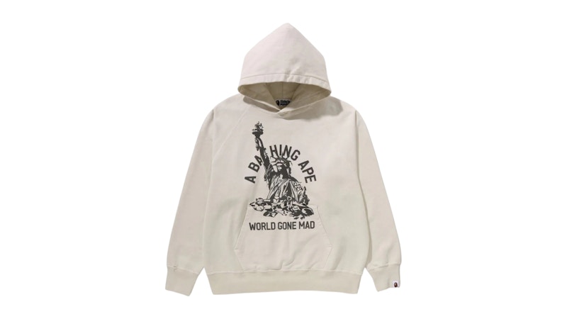 BAPE Destroy Washed Relaxed Fit Pullover Hoodie Ivory