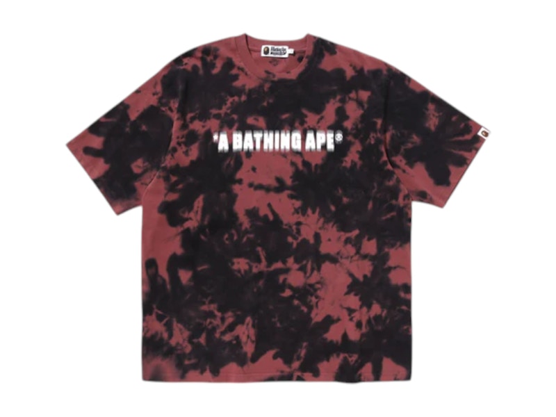 Camiseta BAPE Destroyed Bleach Logo Relaxed Fit Rojo
