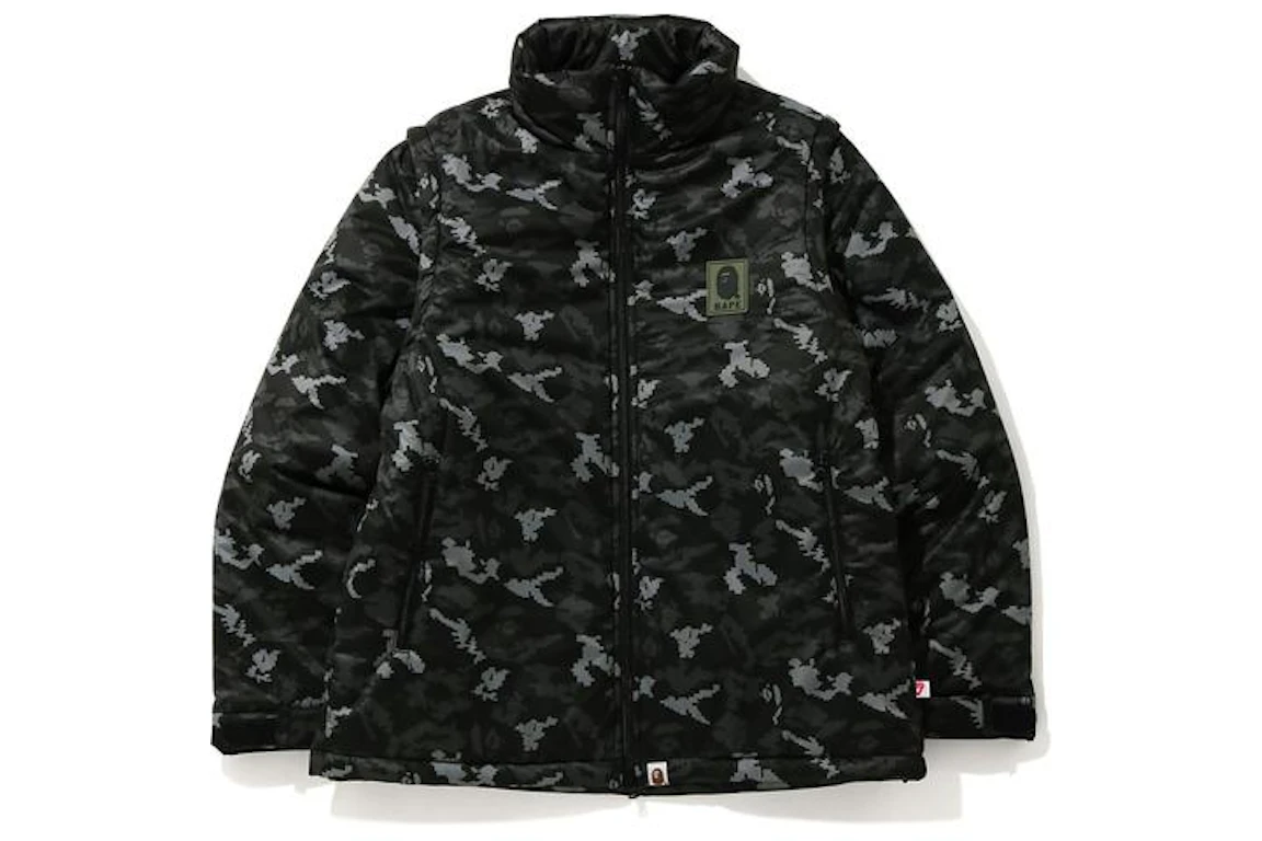 BAPE Digital Camo Detachable Padded Jacket Black