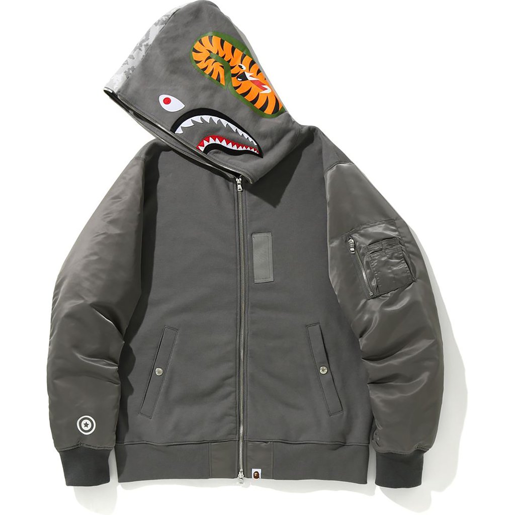 BAPE Digital Camo Military Shark Full Zip Hoodie Gray Men s SS20