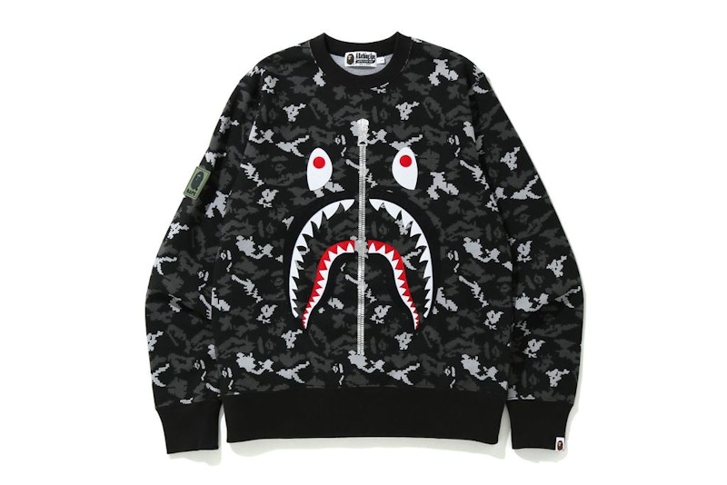 BAPE Digital Camo Shark Crewneck Black Men's - US