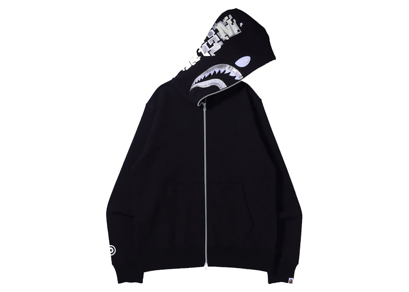 Bape black and deals white shark hoodie