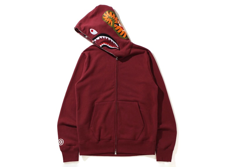 BAPE Double Side Shark Full Zip Hoodie Burgundy Men s FW21 GB