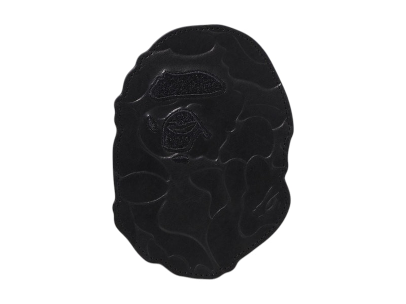 Pre-owned Bape Men's Embossed Leather Card Case In Black