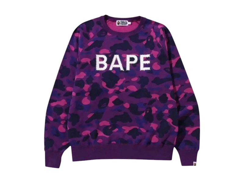 BAPE Embroidery Loose Fit Crewneck Purple Men's - US