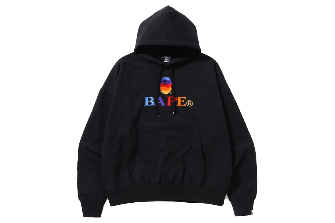 Pre-owned Bape Embroidery Loose Fit Pullover Hoodie Black