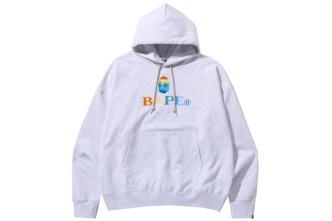 Pre-owned Bape Embroidery Loose Fit Pullover Hoodie Gray