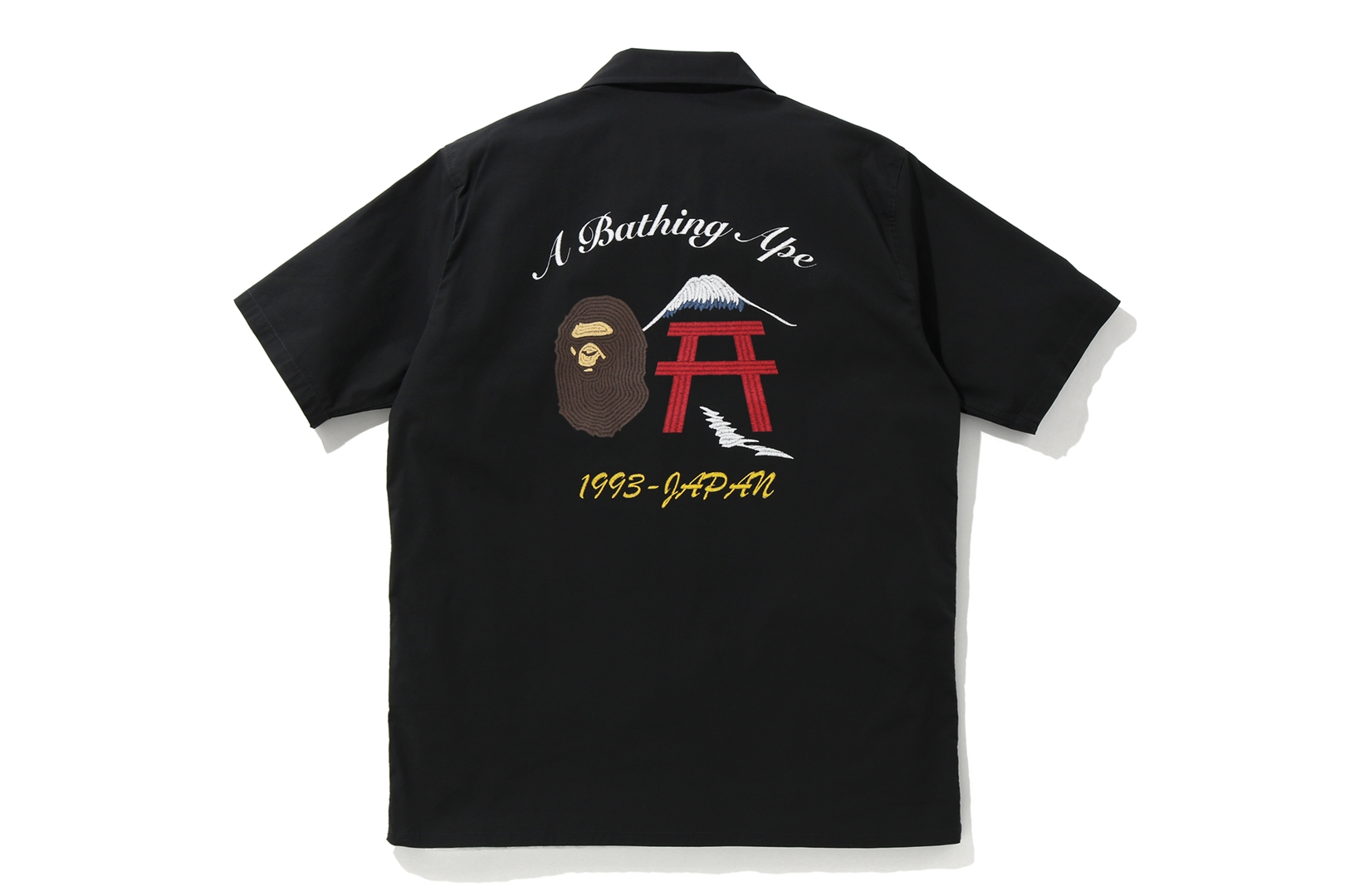 BAPE Embroidery Open Collar Shirt Black Men's - FW19 - US