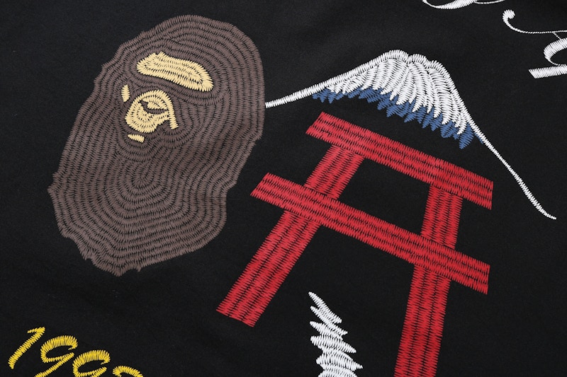 BAPE Embroidery Open Collar Shirt Black Men's FW19 US