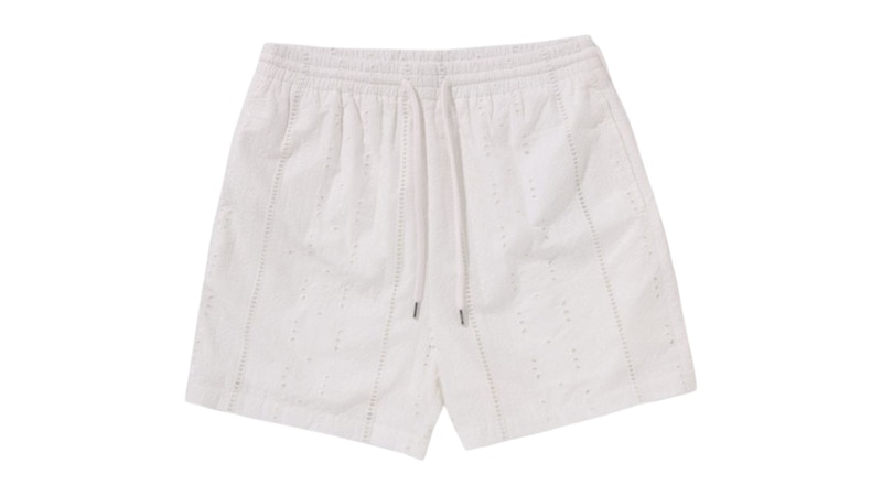 Short à coupe décontractée avec broderie BAPE, ivoire