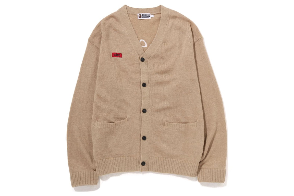 Pre-owned Bape Embroidery Shaggy Knit Cardigan Beige