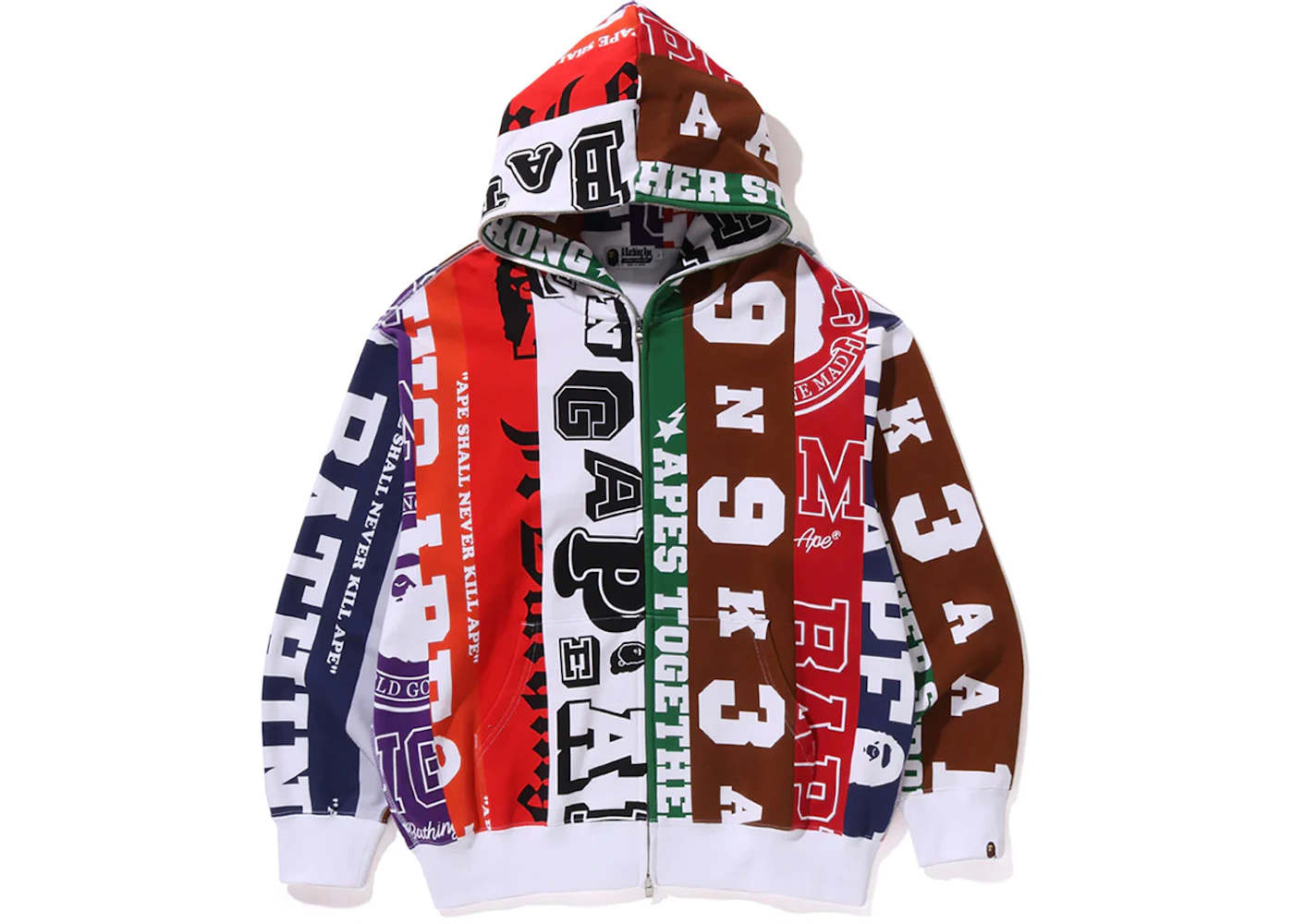 BAPE Fans Scarf Full Zip Hoodie Multicolor Men's SS24 GB