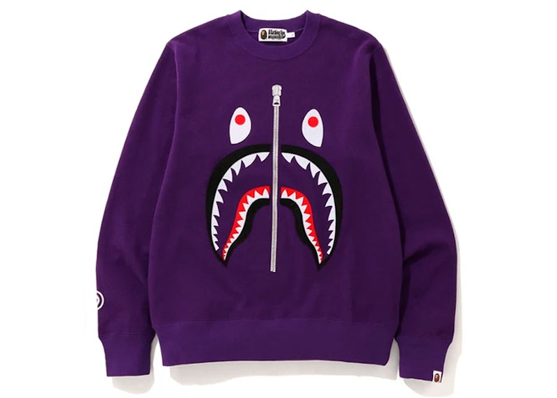 BAPE Felt Shark Crewneck Purple Men's - FW19 - US