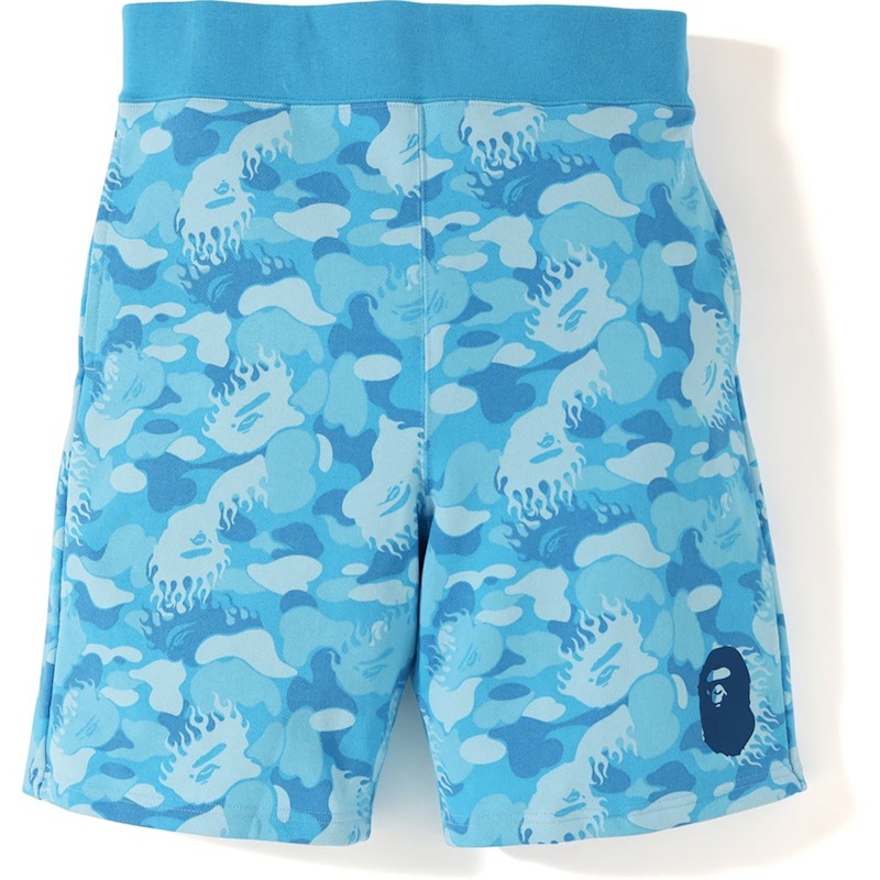 BAPE Fire Camo Sweat Shorts Blue Men's - SS19 - US