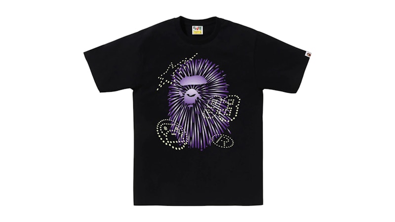 Pre-owned Bape Men's  Firework Ape Head I Tee Shirt In Black