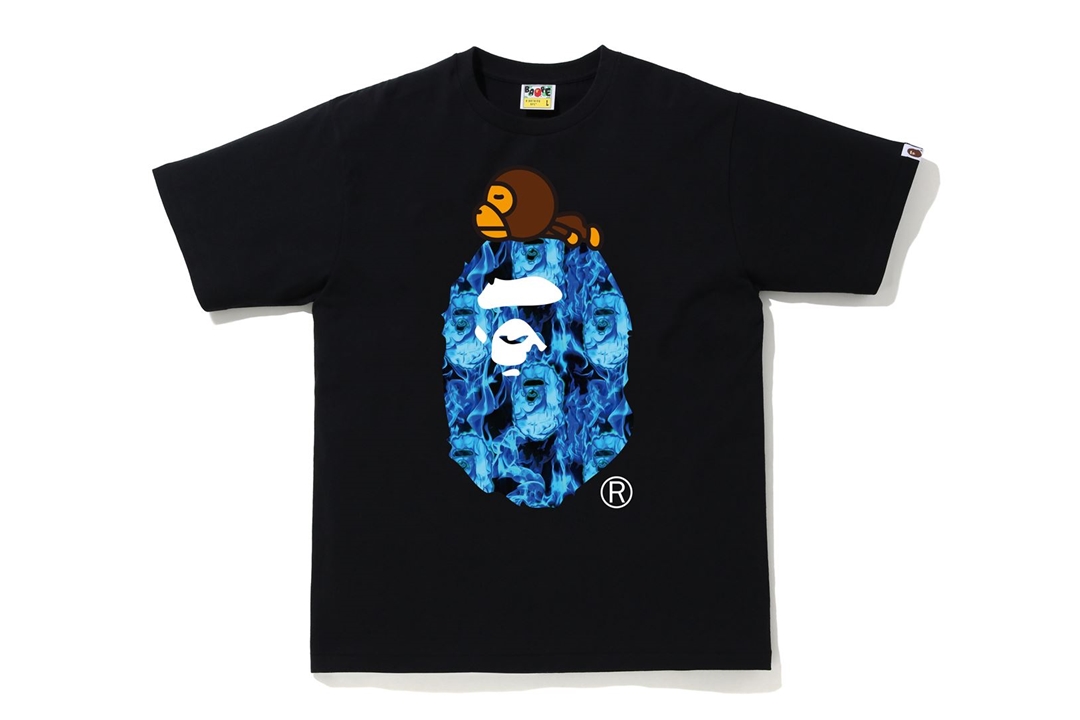 BAPE Flame Milo On Big Ape T-Shirt Black/Blue