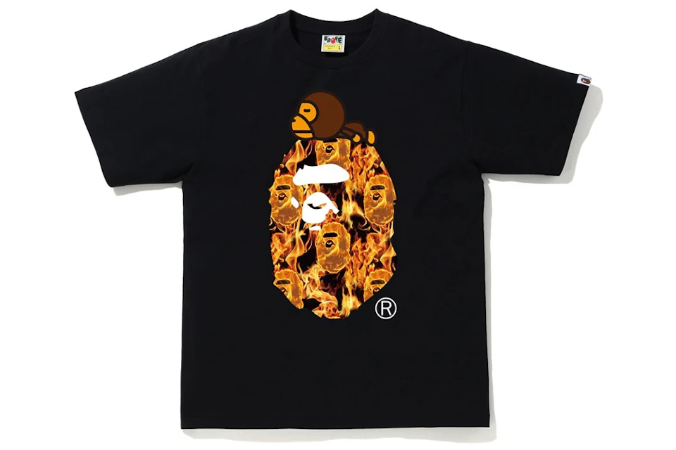 BAPE Flame Milo On Big Ape T-Shirt Black/Orange