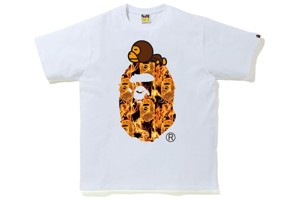 BAPE Flame Milo On Big Ape T-Shirt White/Orange