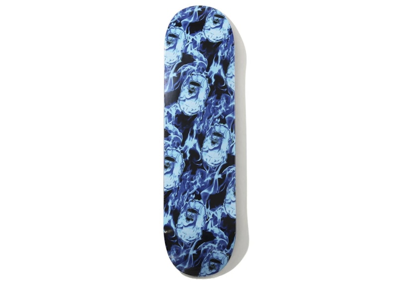 BAPE Flame Wide Ape Head Skateboard Deck Blue - US