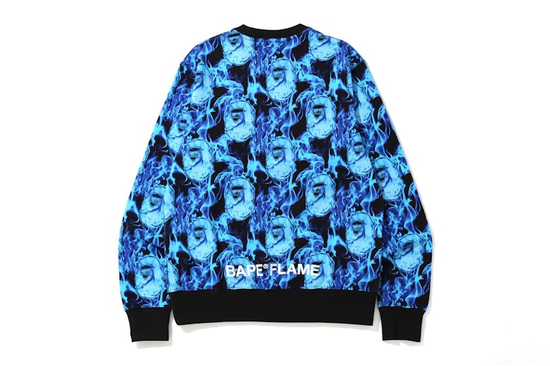 BAPE Flame Wide Crewneck Blue