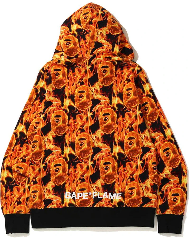 BAPE Flame Wide Full Zip Hoodie Orange Men's - SS20 - US