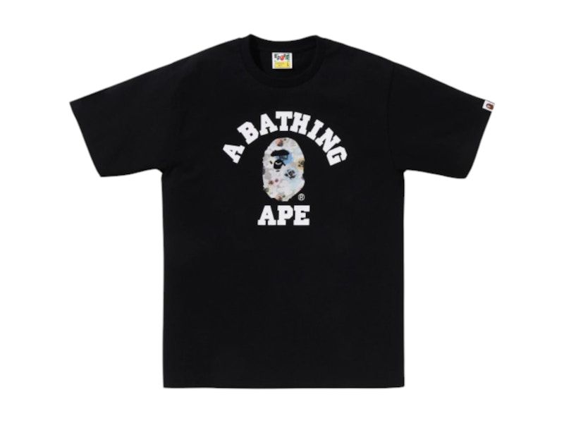 Pre-owned Bape Men's Floral Camo College Tee Shirt In Black