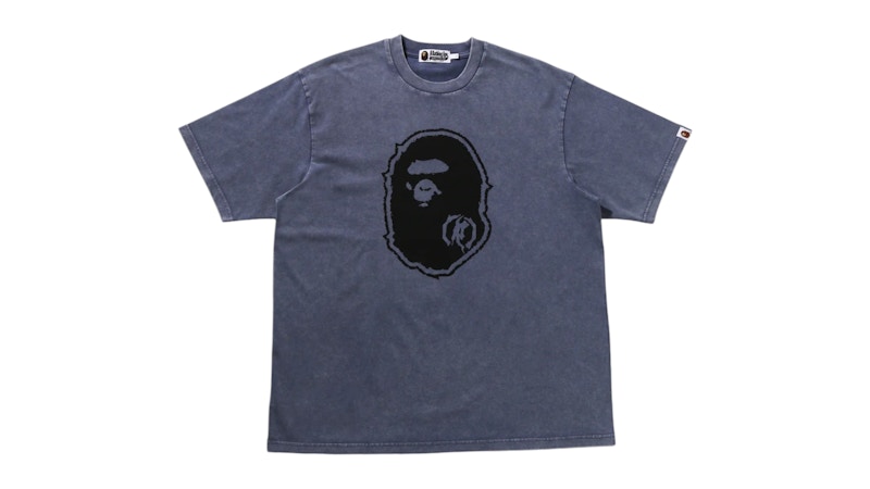 Pre-owned Bape Garment Dye Ape Head Relaxed Fit Tee Shirt In Charcoal In Gray