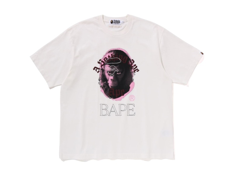 【APE】 GARMENT DYE RHINESTONE APE HEAD RELAXED FIT TEE BAPE Garment Dye Rhinestone Ape Head Relaxed Fit Tee Ivory