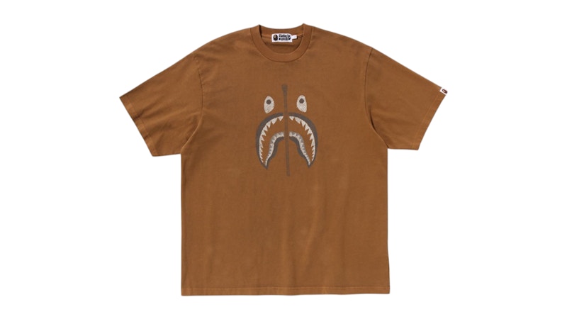 BAPE Garment Dye Shark Relaxed Fit Tee Brown Men's - US