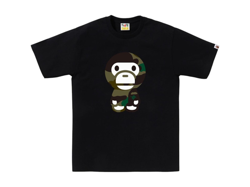 Pre-owned Bape Men's Giant 1st Camo Big Baby Milo Tee Shirt In Black/green