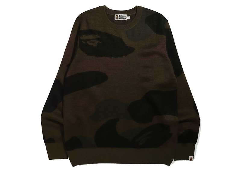 Pre-owned Bape Men's Giant 1st Camo Wide Fit Knit In Green