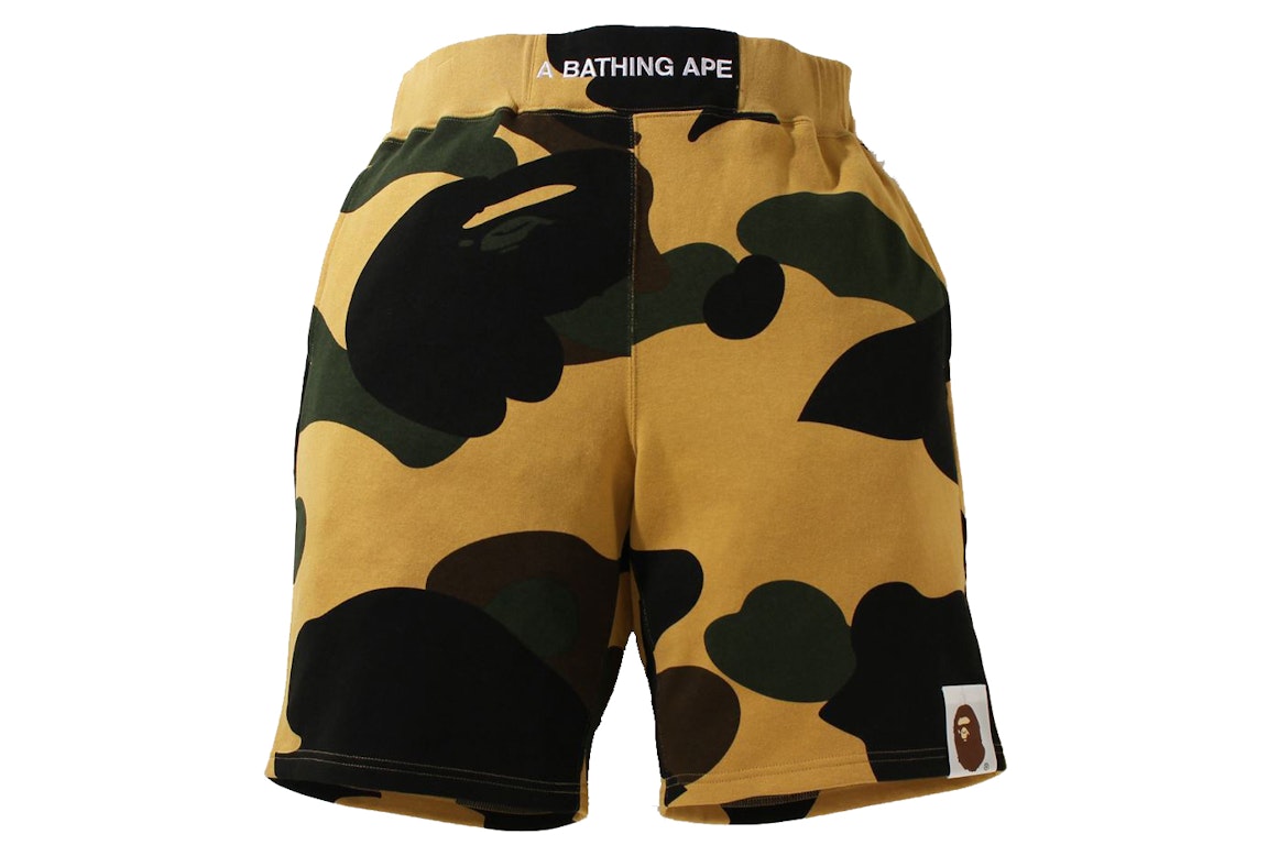 Pre-owned Bape Giant 1st Camo Wide Fit Sweat Shorts Yellow