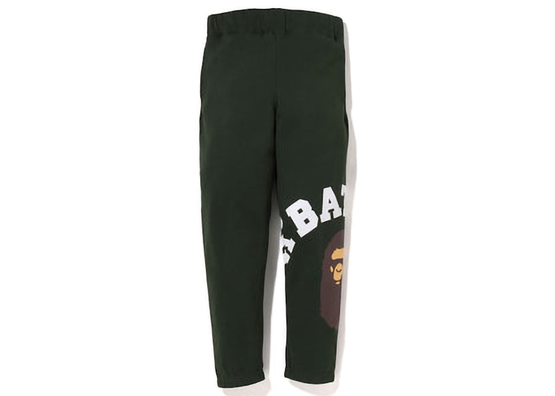 Pre-owned Bape Men's Giant College Sweatpants In Olive Drab In Green