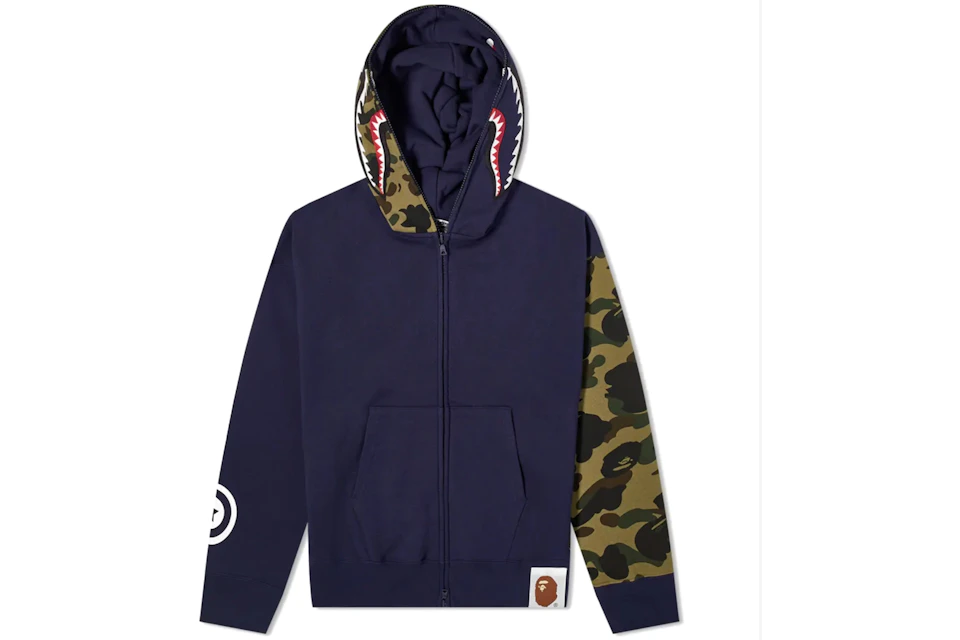 Bape Giant Shark Full Zip Hoodie Navy Fw21 Bape Giant Shark Full Zip Hoodie Navy Fw21