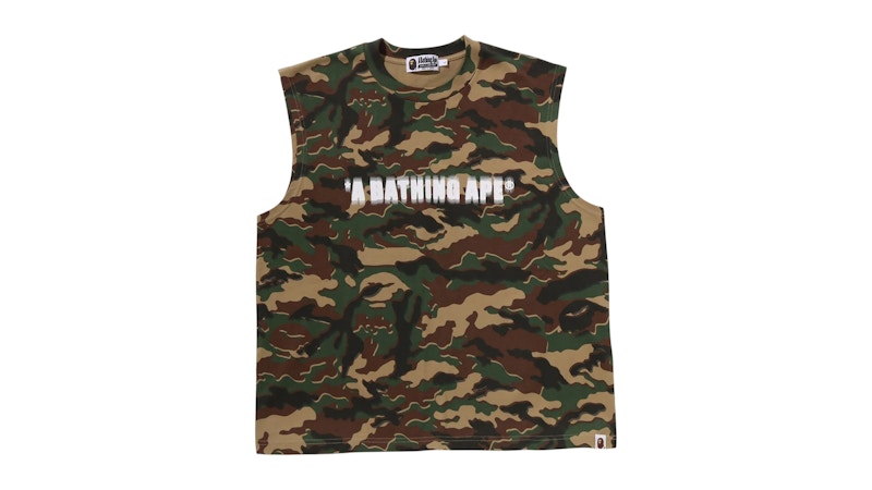 BAPE Glitch Woodland Camo Heavy Wash Bathing Ape Cropped Fit Tank