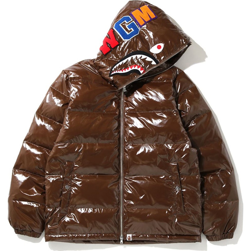 BAPE Glossy Shark Down Jacket Brown Men's - FW19 - US