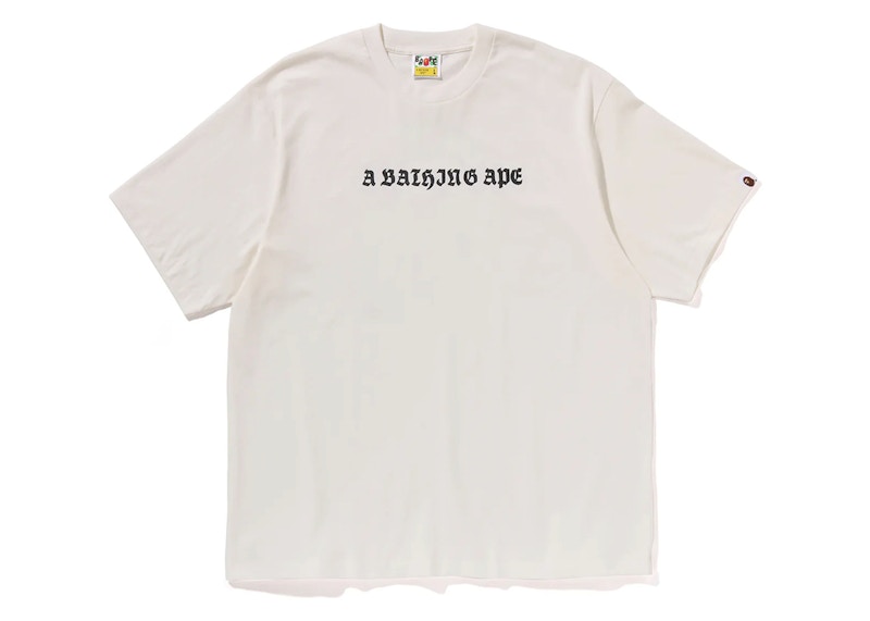 BAPE Gothic Logo Relaxed Fit Tee Avorio