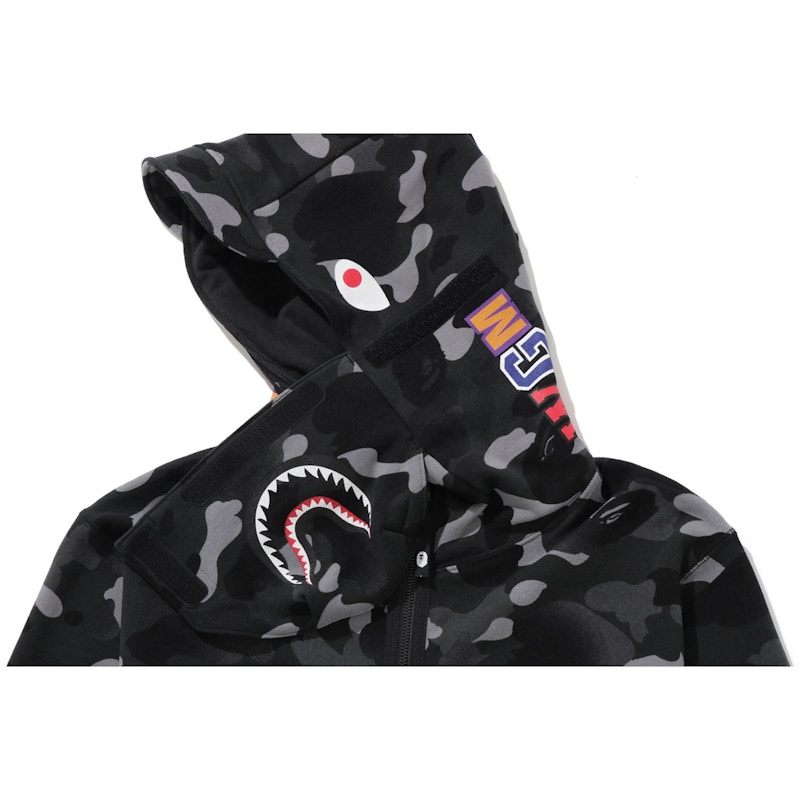 BAPE Gradation Camo Shark Mask Wide Zip Hoodie Black Men's - FW19 - US