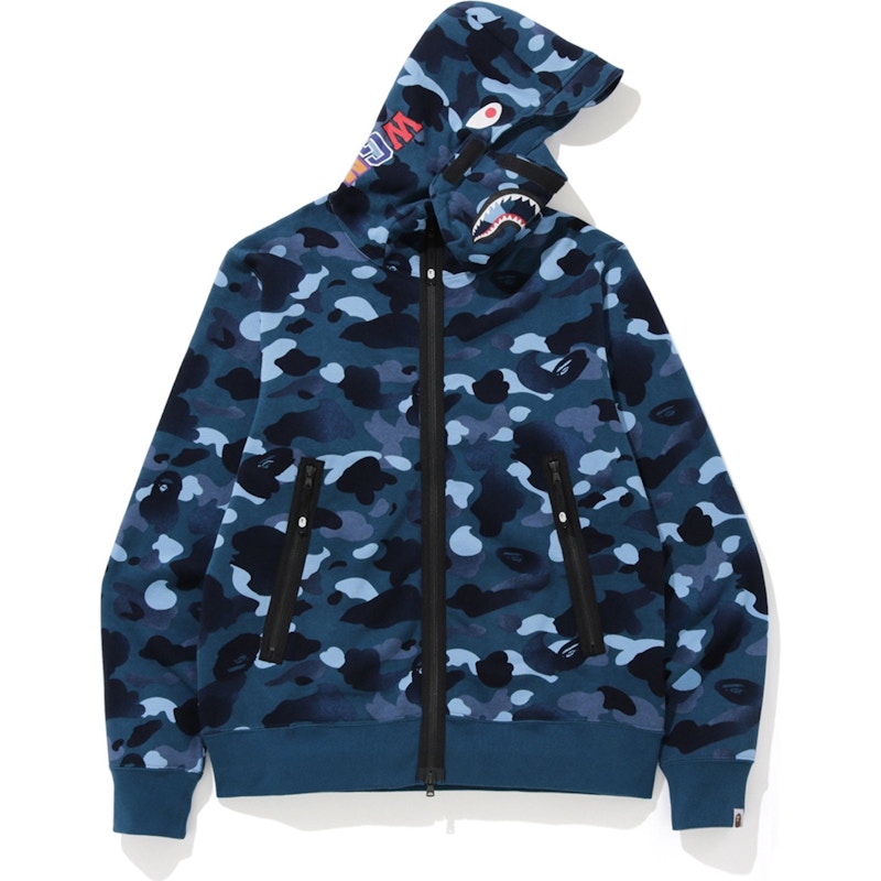 BAPE Gradation Camo Shark Mask Wide Zip Hoodie Blue Men's - FW19 - US