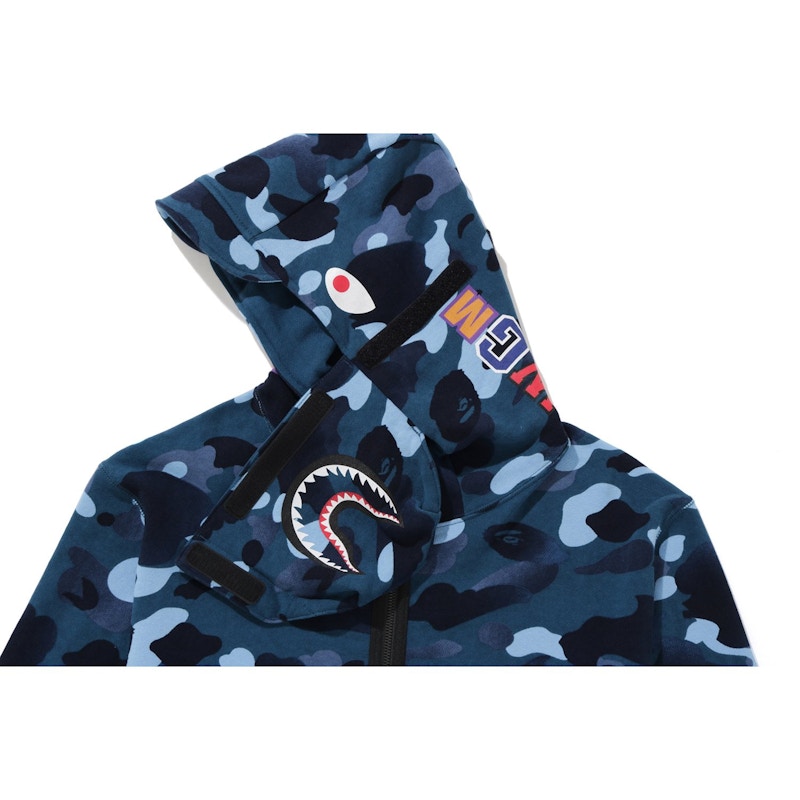 BAPE Gradation Camo Shark Mask Wide Zip Hoodie Blue Men's - FW19 - US