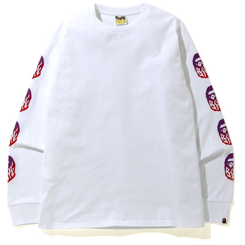 BAPE Gradation Flame L/S Tee White