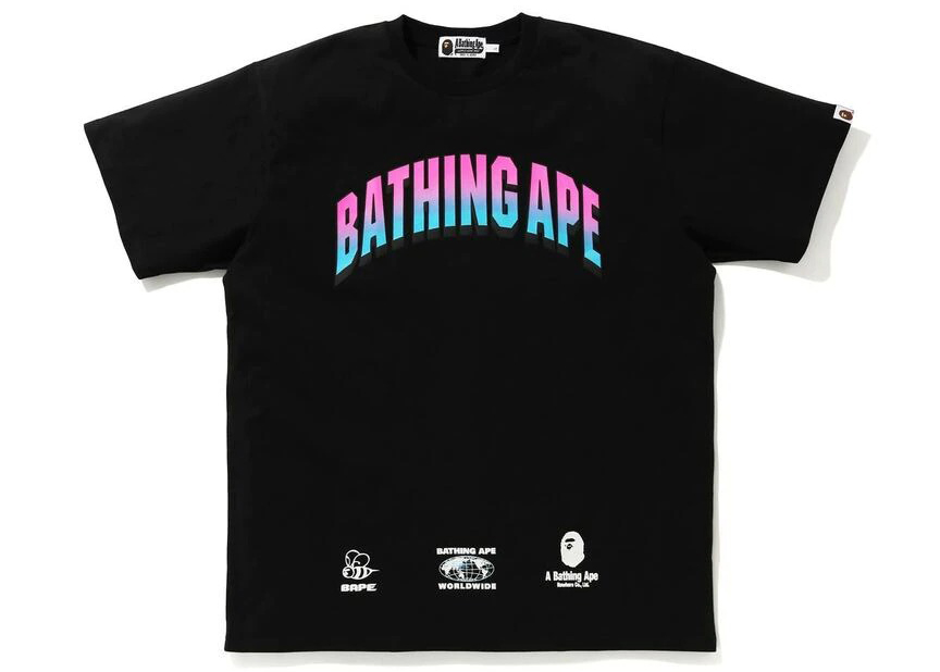 BAPE Gradient College Relaxed Fit Tee Black Men's - US