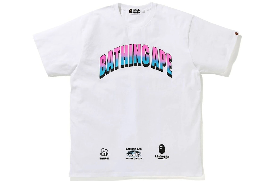 Pre-owned Bape Gradient College Relaxed Fit Tee White