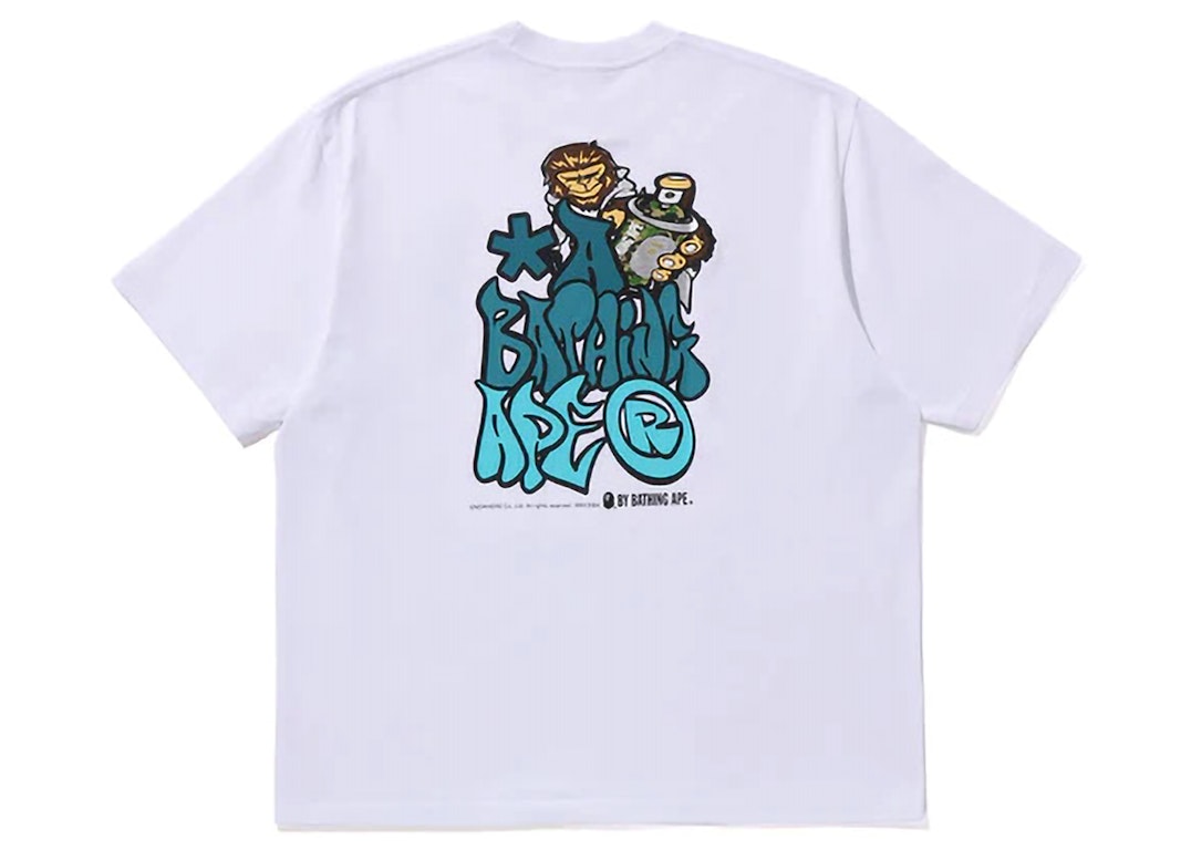Pre-owned Bape Graffiti  Relaxed Fit Tee White