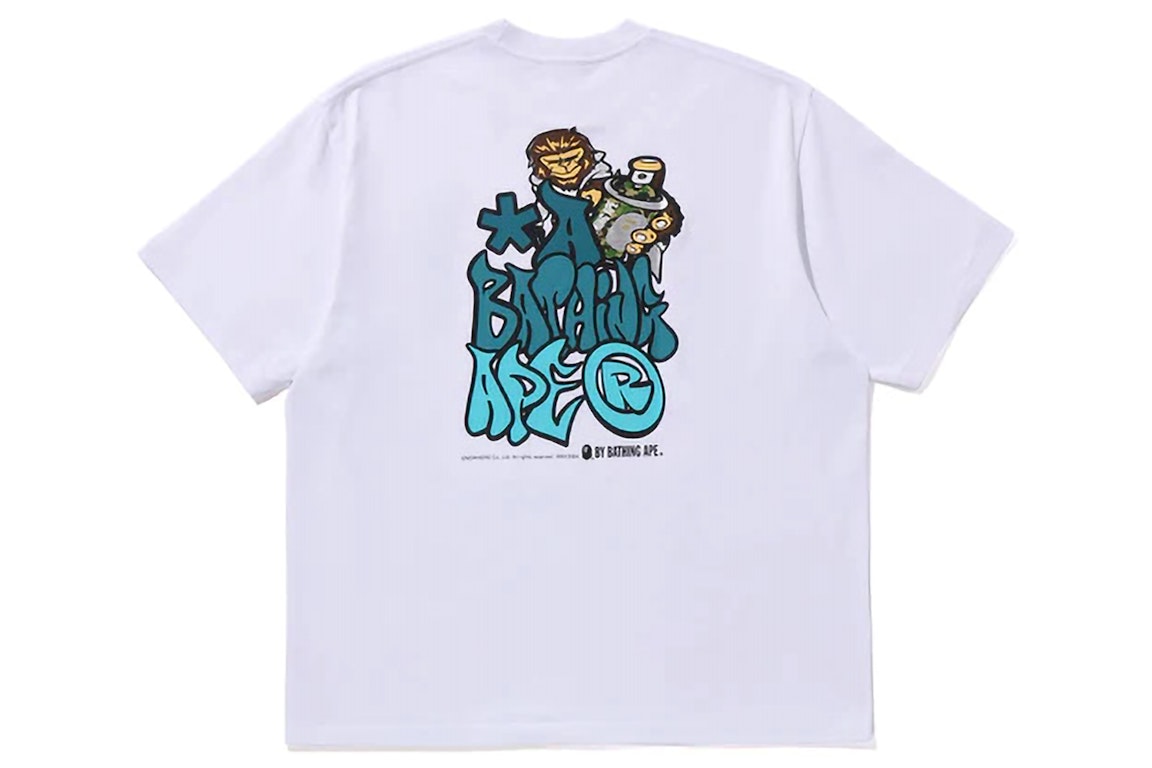 Pre-owned Bape Graffiti  Relaxed Fit Tee White