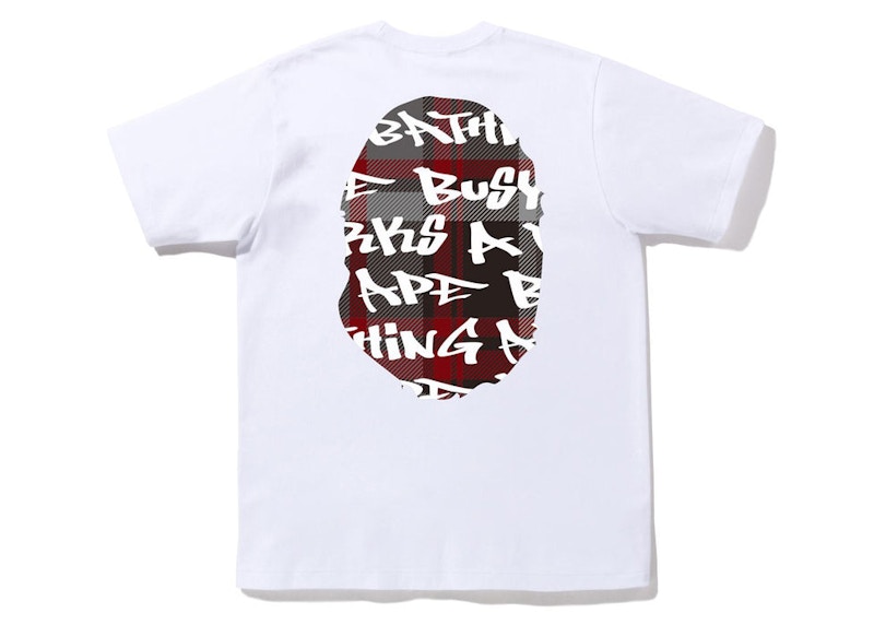 BAPE Graffiti Check Big Ape Head Tee White Black Men's - FW22 - US