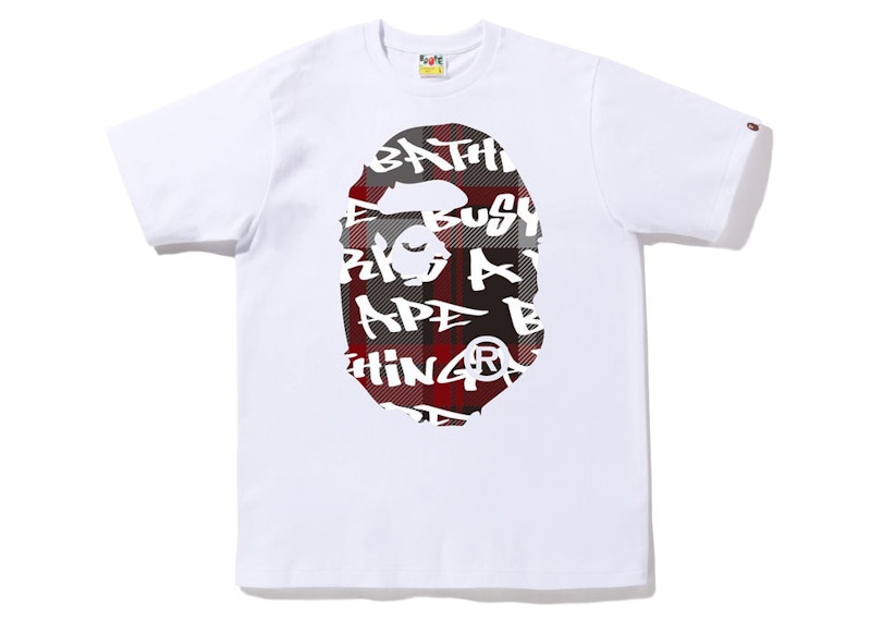 BAPE Graffiti Check Big Ape Head Tee White Black Men's - FW22 - US