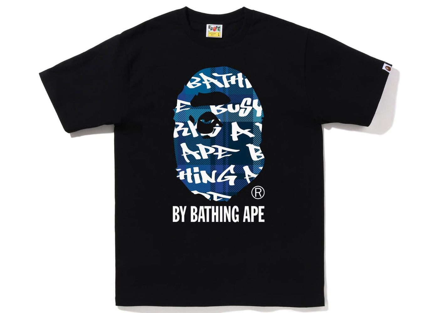 BAPE Graffiti Check By Bathing Ape Tee Black Blue Men's - FW22 - US