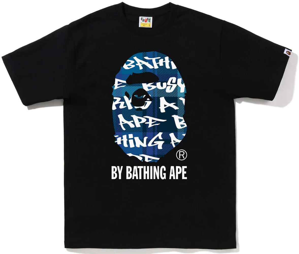 BAPE Graffiti Check By Bathing Ape Tee Black Blue Men's - FW22 - US