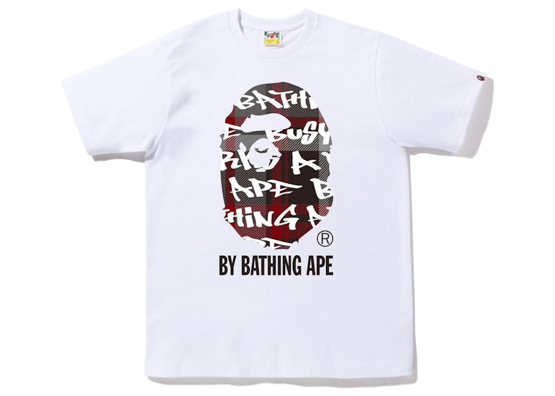 BAPE Check By Bathing Ape Tee White/Red Men's - SS20/FW21/SS23 - US